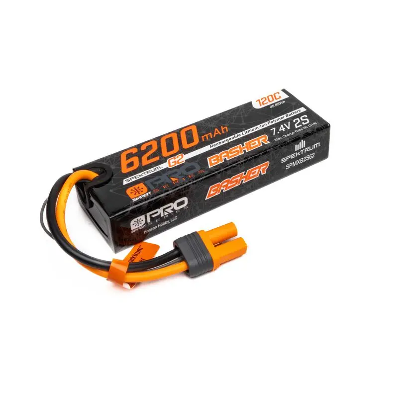 Spektrum 7.4V 6200Mah 2S 120C Smart G2 Pro Basher Lipo: Ic5 (Spmxb2s62) 1