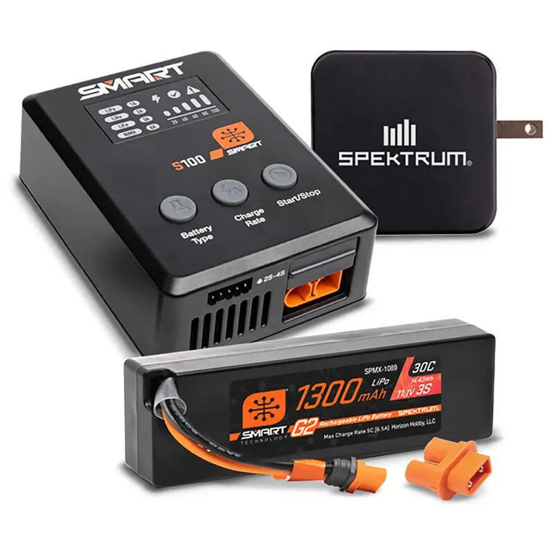 Smart Powerstage Bundle: 1300Mah 3S 30C Lipo Battery (Ic2) / S100 Charger / 65W Power Supply / Adapter 1