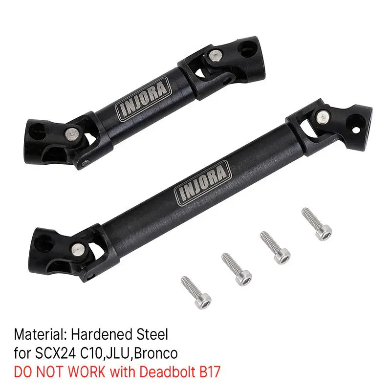 Injora Steel Front Rear Center Drive Shafts For Scx24 C10 Jlu Bronco Base Camp (Scx24-43) 1