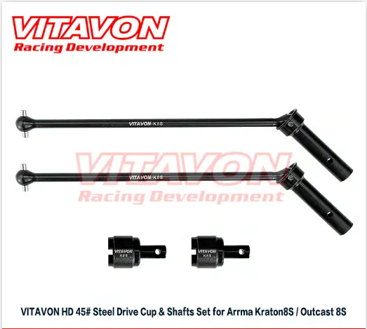 Vitavon: Drive Cup & Shafts Set 45# Hd Steel For Kraton 8S/ Outcast 8S - Vitavon (K8s0032) 1