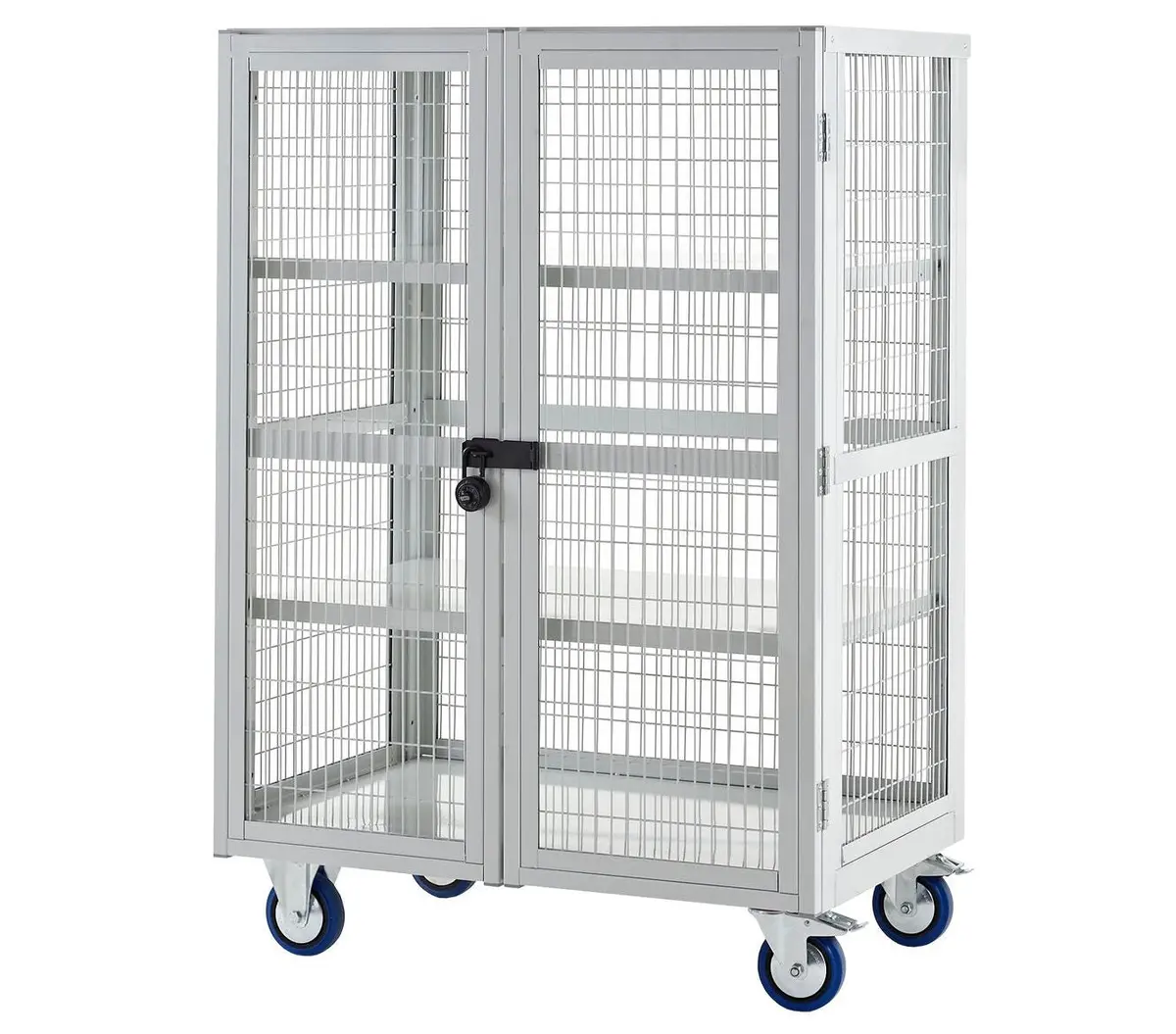Lockable Cage Trolley With Steel Shelves 1