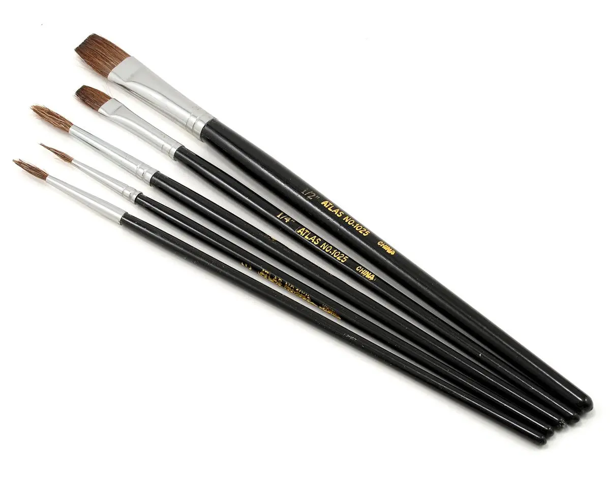 Atlas Brush Round & Flat Camel Hair Brush Set (5) (Abs1025) 1