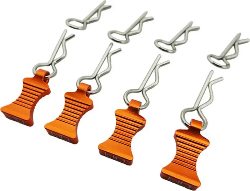 Hot Racing 1/10 Orange Aluminum Ez Pulls (4) Body Clips (8) (Hraac03ez03) 1