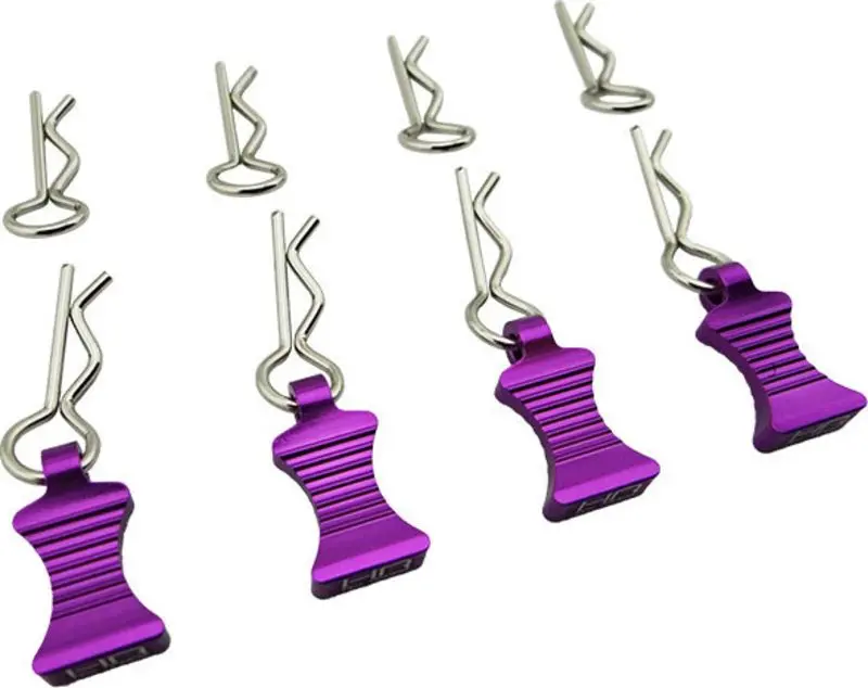 Hot Racing 1/10 Purple Aluminum Ez Pulls (4) Body Clips (8) (Ac03ez07) 1