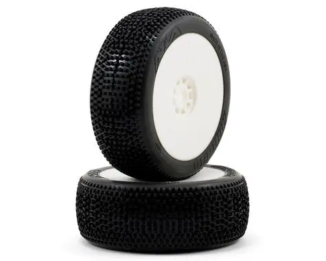 Aka 1/8 Impact Evo Super Soft Long Wear Front/Rear Wheel Mounted With Red Inserts, White: Buggy (2) (Aka14007qrw) 1