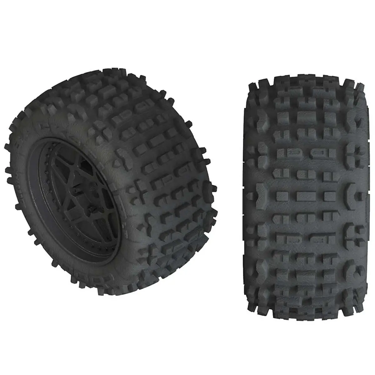 Arrma (Ar550050) 1/10 Dboots Backflip Lp Front/Rear 3.8 Pre-Mounted Tires, 17Mm Hex, Black (2): 4S (Arac9468) 1