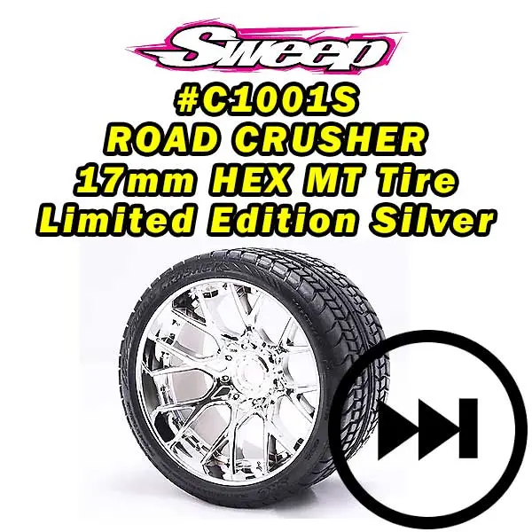 Monster Truck Road Crusher Belted Tire Preglued On Whd Silver Chrome Wheel 2Pc Set 1