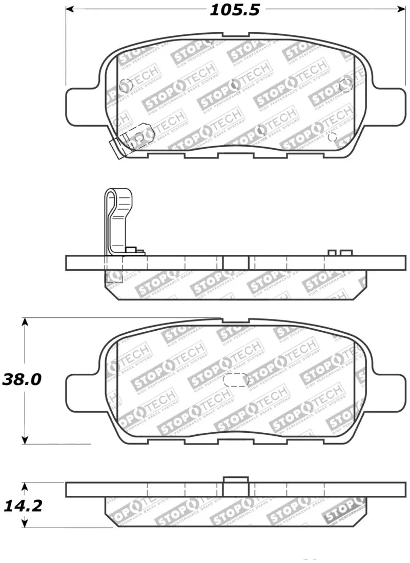 Stoptech Street Touring Rear Brake Pads – Compatible With 2002–2008 Nissan 350Z And 2001–2008 Infiniti G35 1
