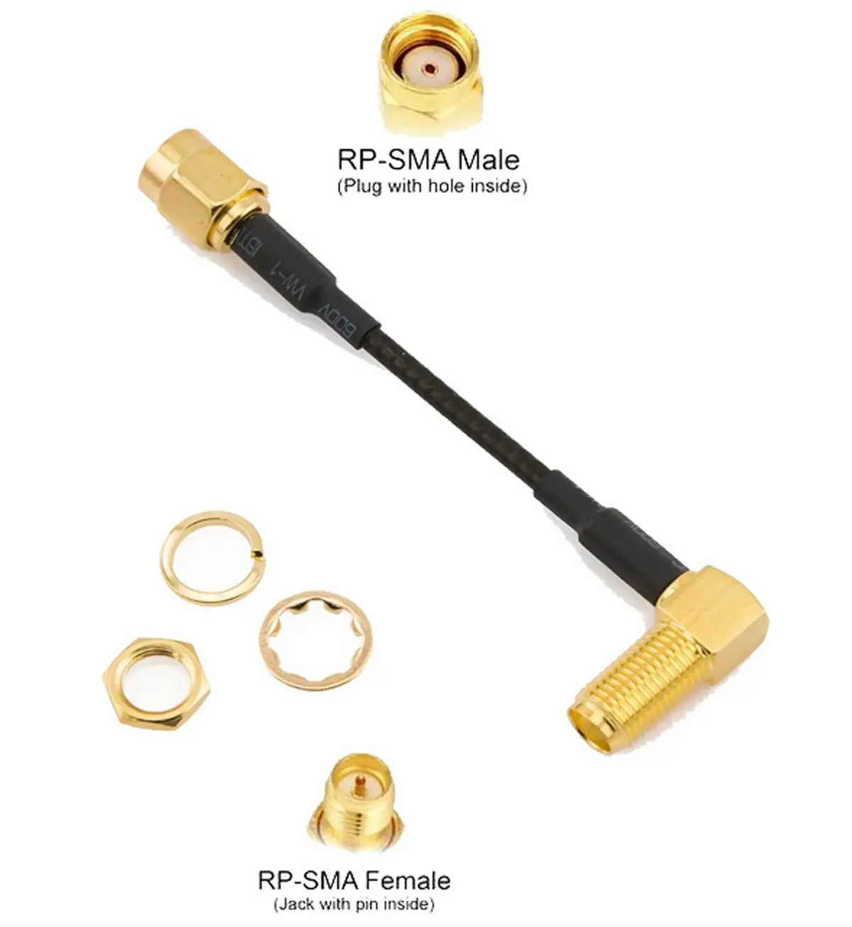 Dragon Rider 5Cm Rp-Sma Male To 90 Degree Rp-Sma Female Cable (Dgr-0850) 1