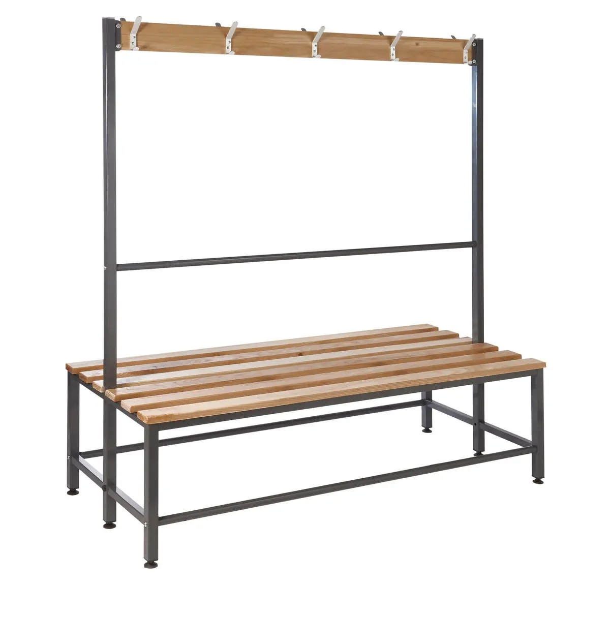 Changing Room Island Bench - Double Sided (10 Hooks) With Solid Oak Slats 1