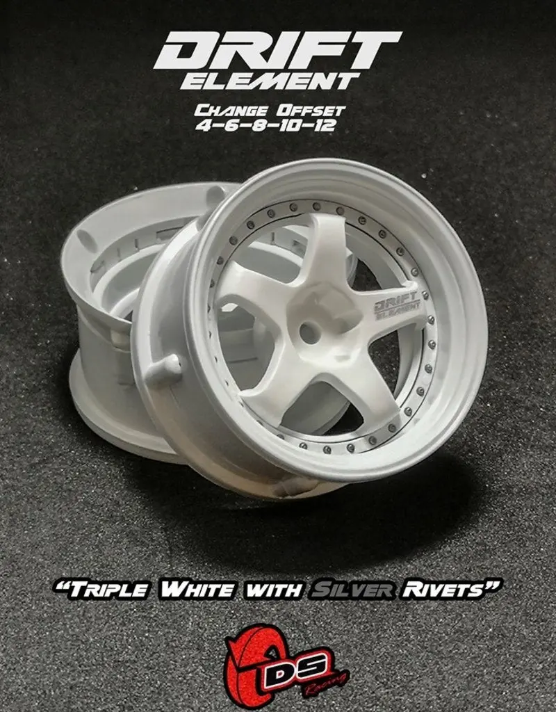 Drift Element Adjustable Offset Wheels (White/Silver) (De-003) 1