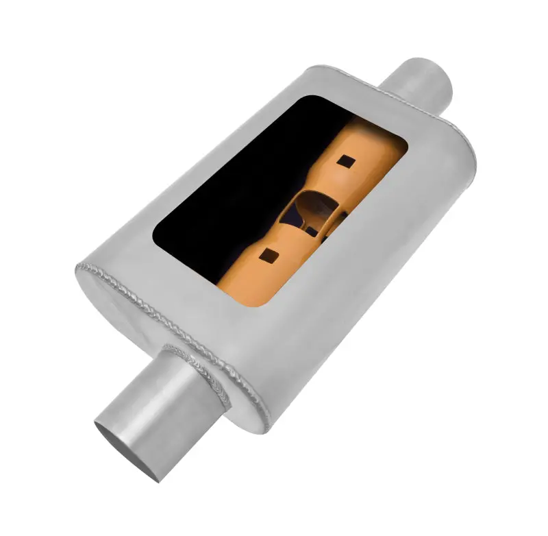 Gibson Mwa Superflow Offset Oval Muffler – 4"X9"X14", 3" Inlet/Outlet, Stainless Steel 1