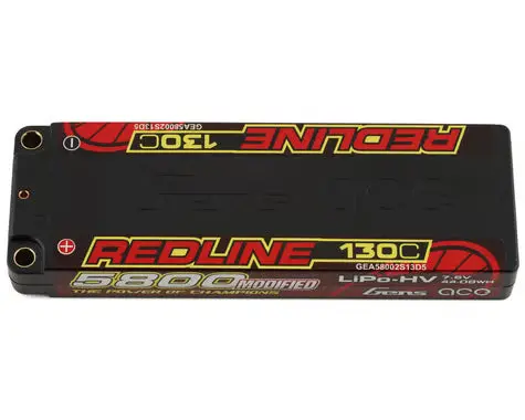 Gens Ace Redline 2S Lihv Lipo Lcg Battery 130C (7.6V/5800Mah) W/5Mm Bullets (Gea58002s13d5) 1