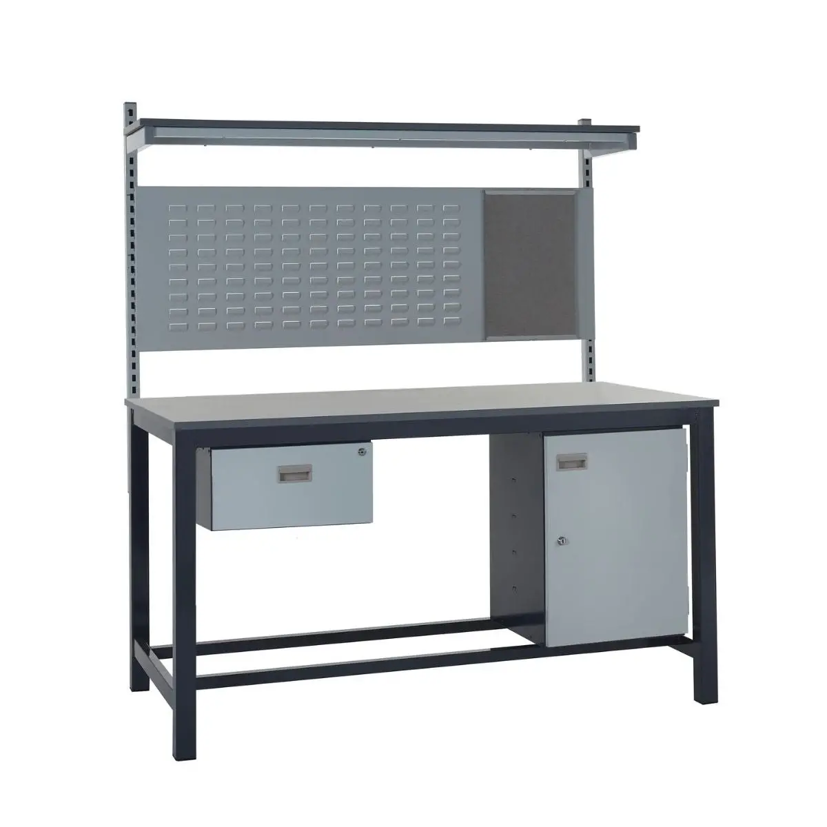 Heavy-Duty Workbench With Cupboard, Louvre Panel & Upper Shelf 1