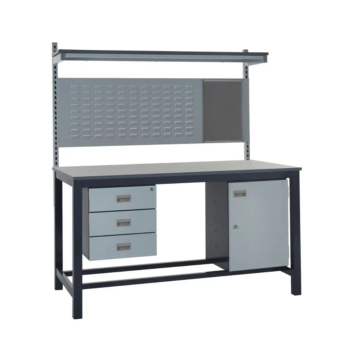 Heavy-Duty Workbench With Drawers, Louvre Panel & Upper Shelf 1