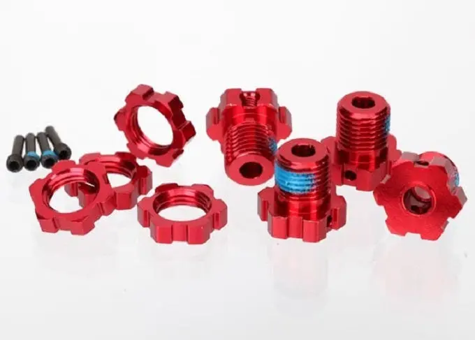 Traxxas Wheel Hubs, Splined, 17Mm (Red-Anodized) (4)/ Wheel Nuts, Splined (5353R) 1