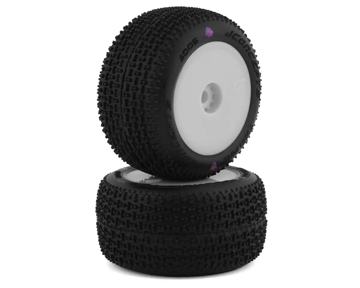 Jconcepts Mini-B/Mini-T Twin Pin Pre-Mounted Rear Tires (White/Yellow) (2) (Pink) 1