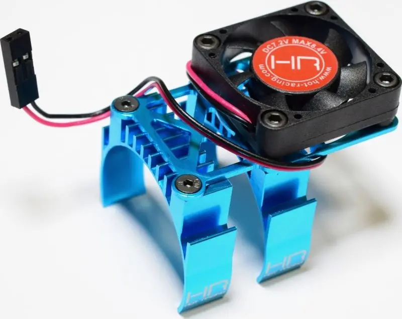 Hot Racing Clip-On Two-Piece Motor Heat Sink W/ Fan (Tamiya Blue) (Mh550te16) 1