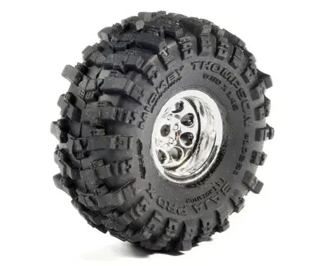 1/30 Baja Pro X Front/Rear Mounted Chrome Beast Tires (4): Axial Scx30 1