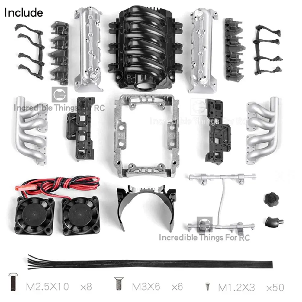Injora: Ls7 V8 Simulate Engine Motor Cooling Fans Radiator Kit For 1/10 Rc Crawler (Craw18304_Sr) 1