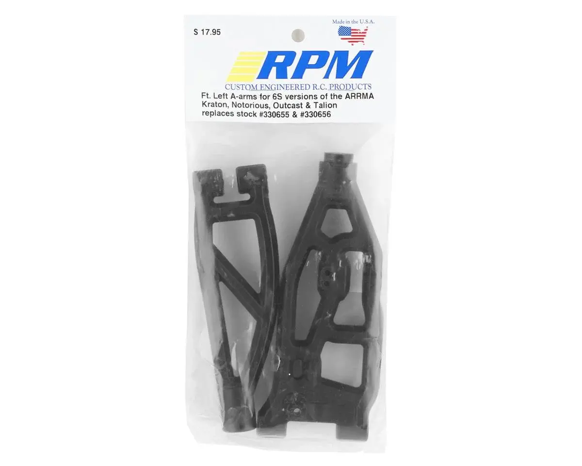 Rpm Arrma Kraton/Outcast 6S Front Left Upper & Lower Suspension Arm Set (Black) (Rpm81572) 1