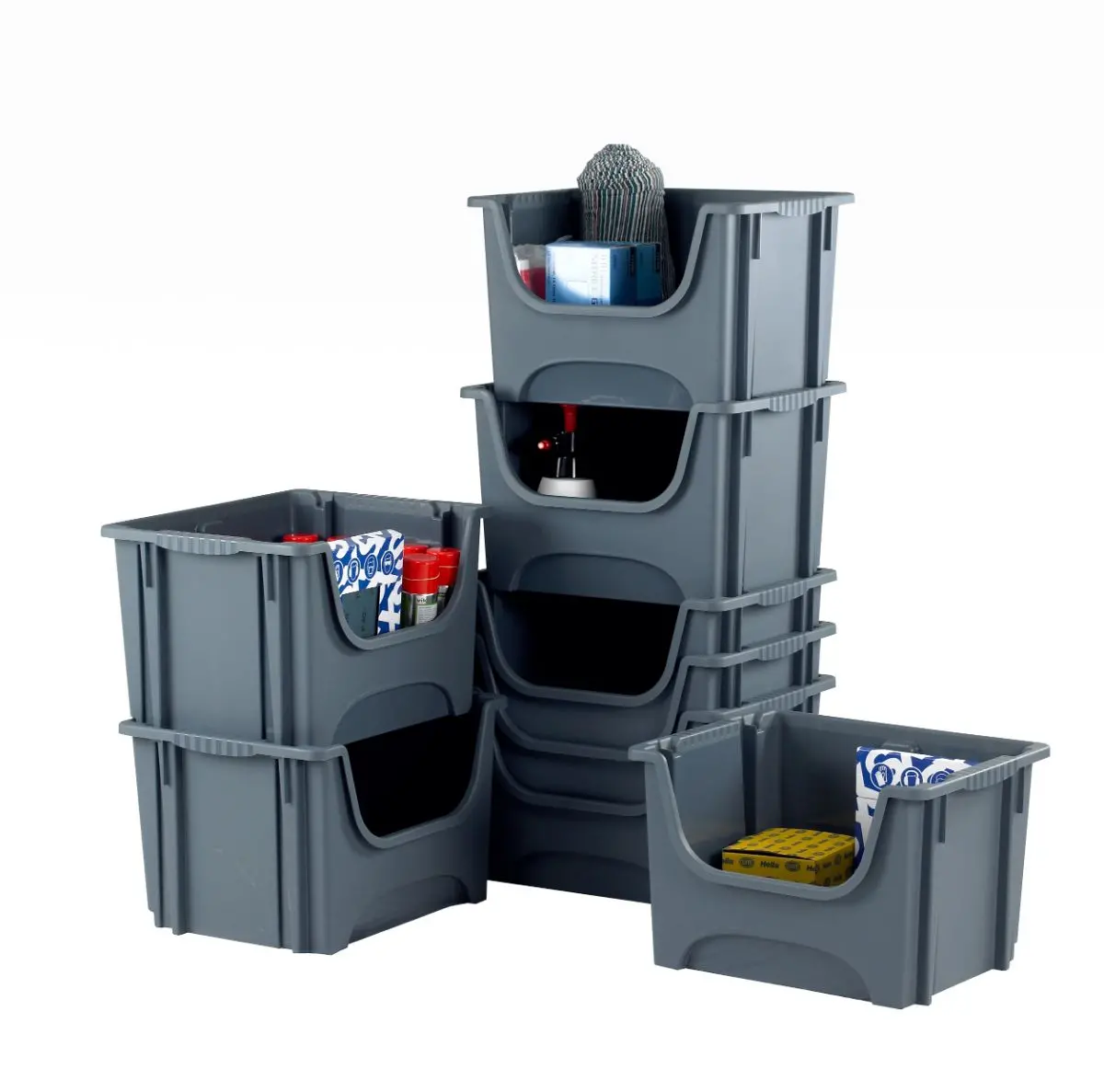 Open Front Stackable Storage Bins (5 Pack) 50 Litre (495Mm X 390Mm X 320Mm) 1