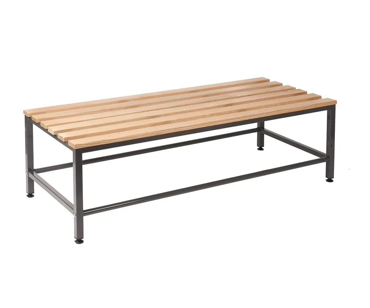 Standard Double Depth Changing Room Bench - Solid Oak Slats 1