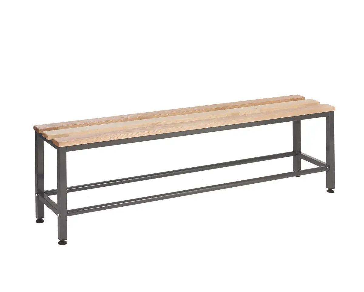 Standard Single Depth Changing Room Bench - Solid Oak Slats 1