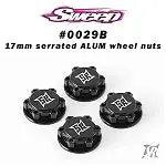 Sweep Racing 17Mm 8Th Scale Light Weight Black Anodized Serrated Wheel Nuts (4) 1