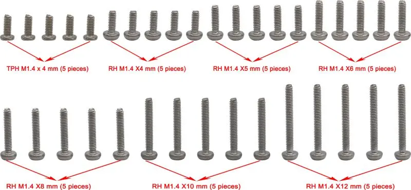 Hot Racing M1.4 Round Head Screw Set 35 Pieces Scx 24 (Hrasxtf14ss) 1