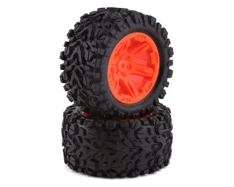 Traxxas Talon Ext 2.8" Pre-Mounted Rear Tires W/Rxt Wheels (2) (Orange) (6774A) 1