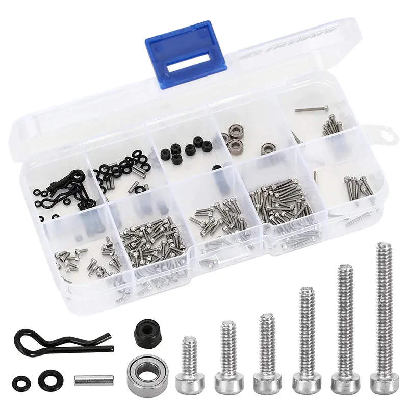 Injora: White Box With M1.4 Screws M2 Nuts Bearings O-Rings Screw Kit For Axial Scx24 1