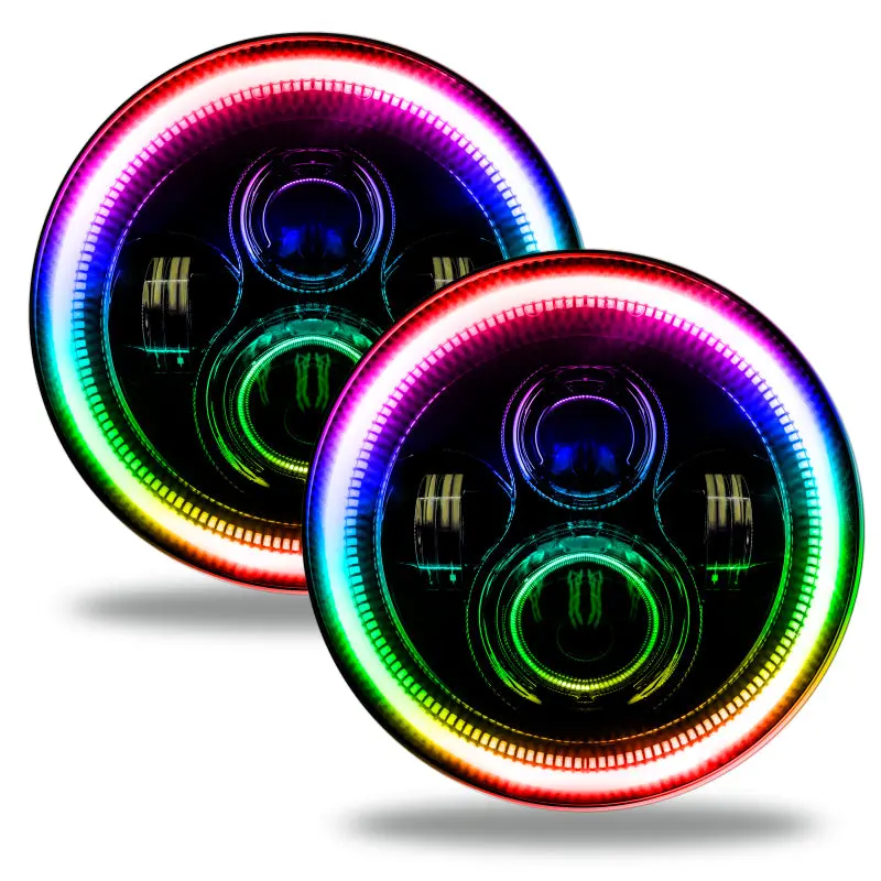 Oracle Lighting 7-Inch High-Output Led Headlights With Black Bezel – Colorshift Technology (No Controller Required) 1