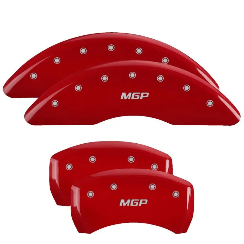 Mgp Engraved 4-Piston Caliper Covers – Front & Rear, Red Finish With Silver Accent, Fits 2015 Mercedes-Benz Sl550 1