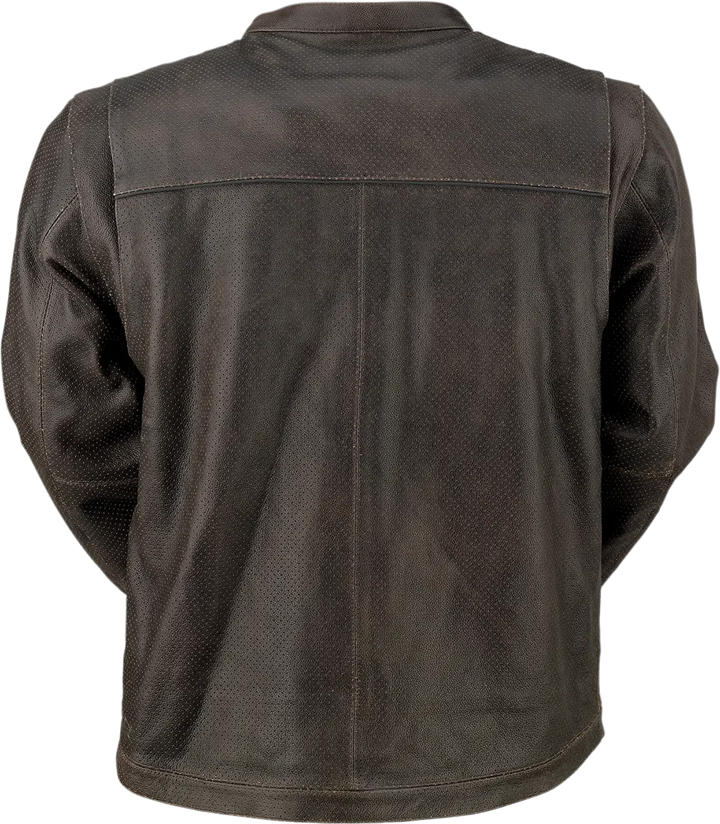 Z1R Munition Perforated Leather Motorcycle Jacket – Brown, Size 5Xl (Model 2810-3811) 1