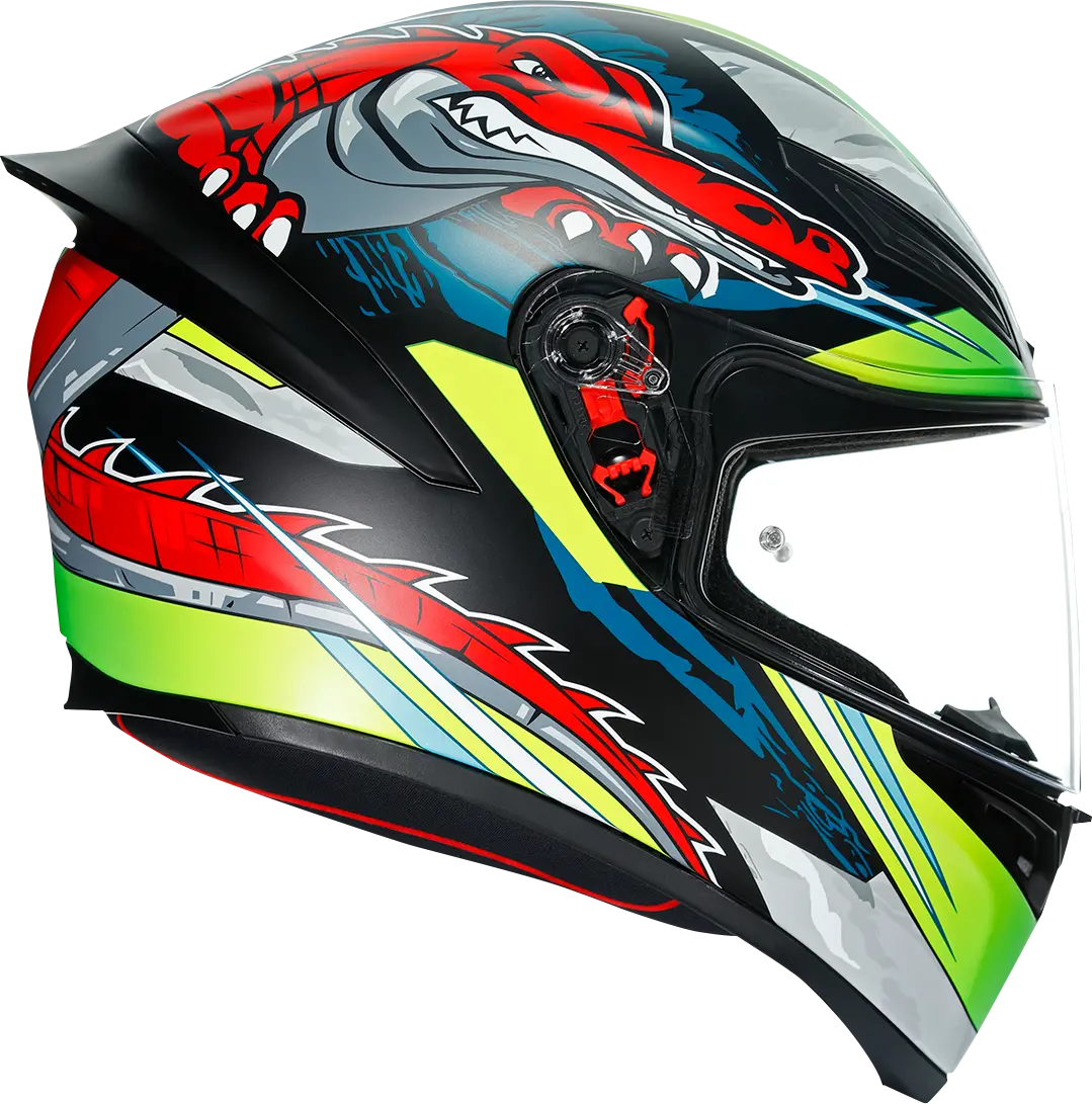 Agv K1 Modular Motorcycle Helmet – Dundee Design In Matte Lime/Red (Size Small) 1
