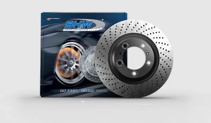 Shw 05-08 Porsche Boxster 2.7L Left Front Cross-Drilled Monobloc Brake Rotor 1