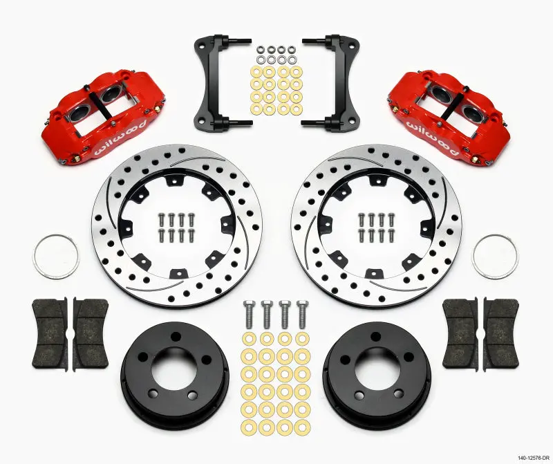 Wilwood Narrow Superlite 4R Front Brake Kit – 12.19" Drilled Rotors, Red Finish (1987–1989 Jeep Yj) 1