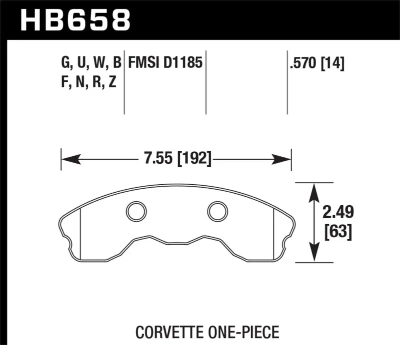 Hawk Dtc-60 Race Front Brake Pads For 2006–2013 Chevrolet Corvette Z06 – One-Piece Design 1