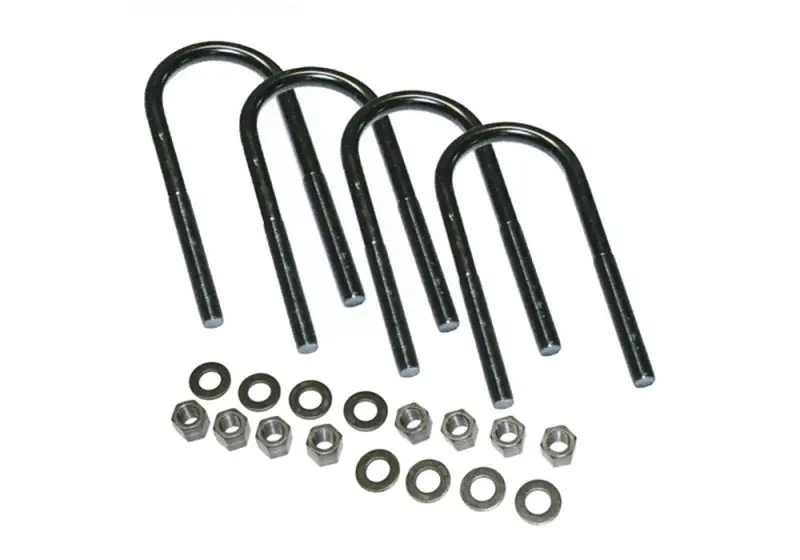 Superlift 4-Pack U-Bolts – 5/8" × 3-3/8" × 9", Round Style With Mounting Hardware 1
