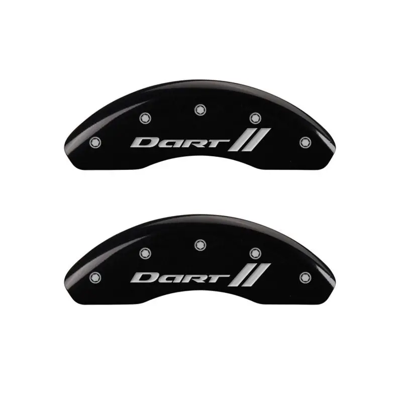 Mgp Engraved Front And Rear Brake Caliper Covers – Dart Stripe Design In Black With Silver Chrome Accents 1