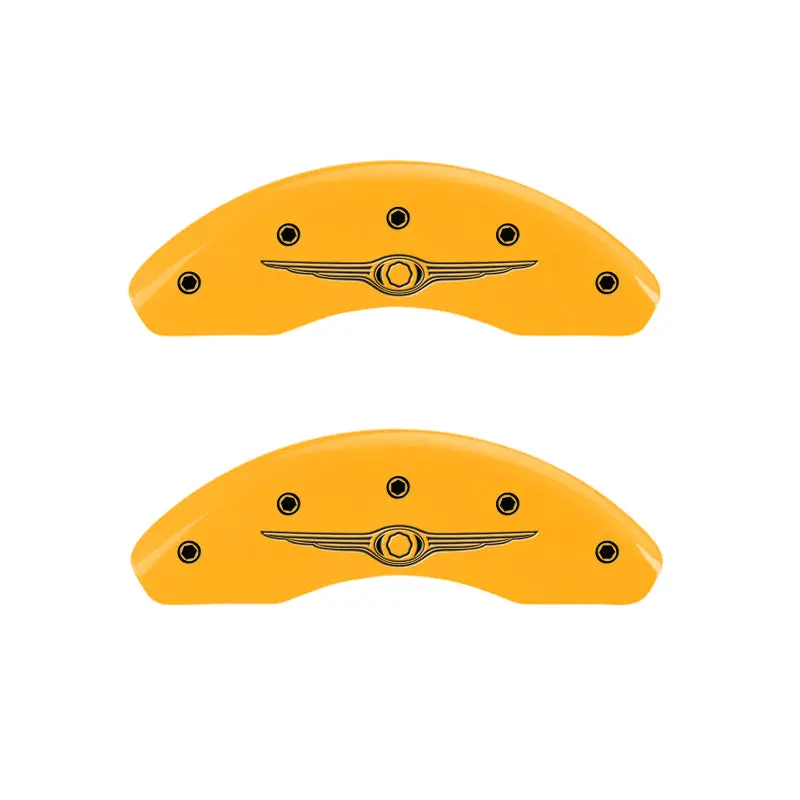 Mgp Engraved Chrysler Wing Caliper Covers – Front & Rear, Yellow Finish With Black Chrome For 2008 Pt Cruiser 1