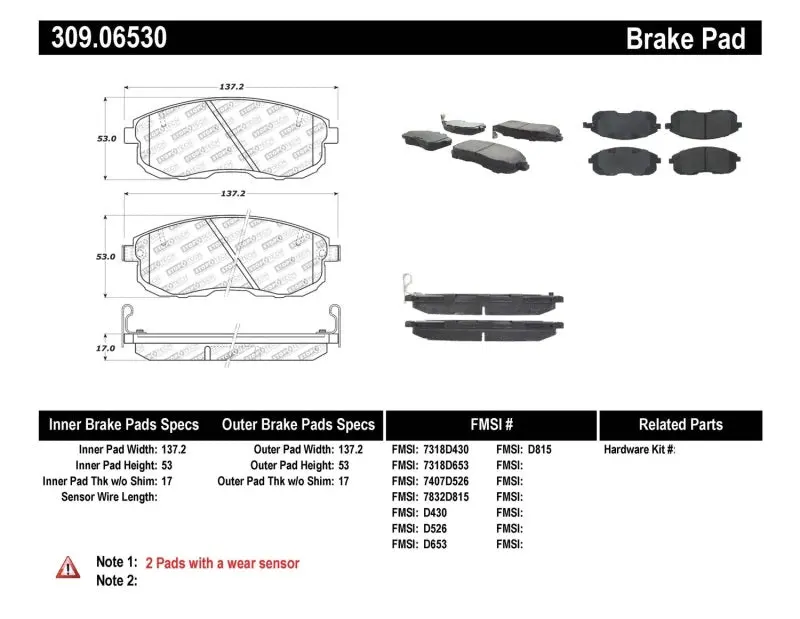 Stoptech Performance Front Brake Pads For 2002–2005 Nissan 350Z, 2003–2004 Infiniti G35, And 2003–2005 G35X 1