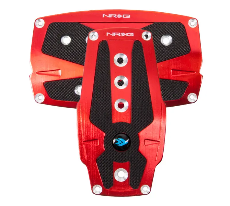 Nrg Sport Pedal Set – Automatic Transmission, Brushed Aluminum With Red Trim & Black Rubber Inserts 1