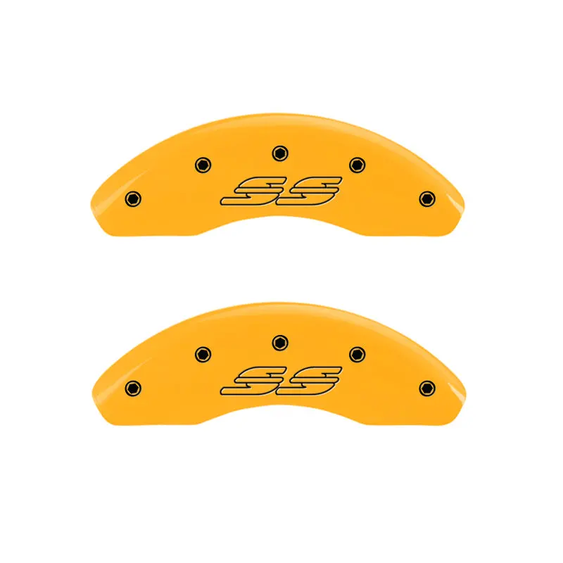 Mgp 4 Caliper Covers Engraved Front & Rear Impala Style/Ss Yellow Finish Black Ch 1