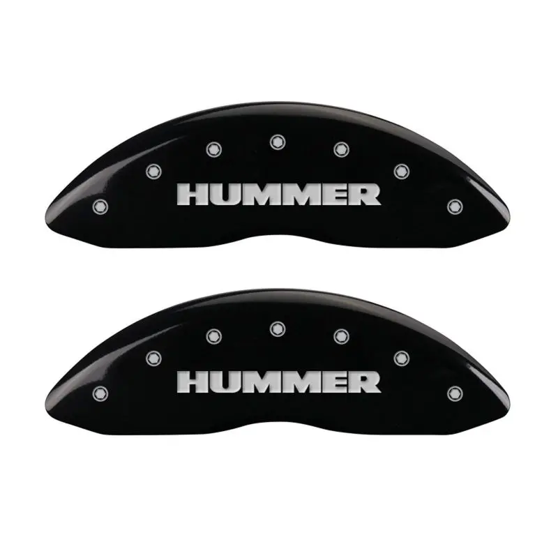 Mgp Engraved 4-Piston Caliper Covers – Front & Rear, Hummer Black Finish With Silver Accent 1