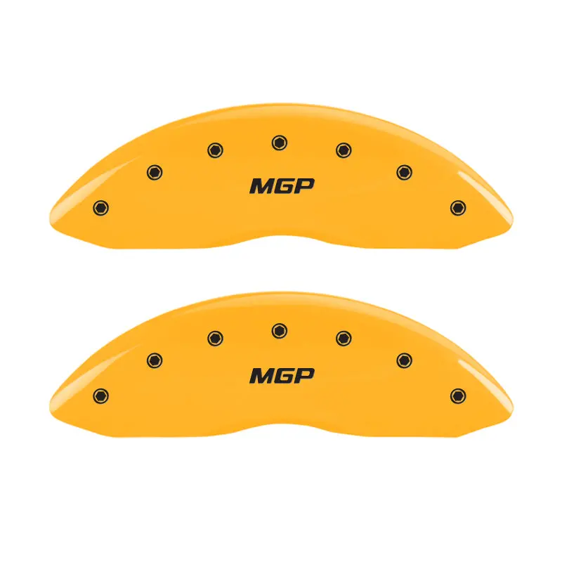 Mgp Engraved 4-Piston Caliper Covers – Front & Rear, Yellow Finish With Black Accent 1